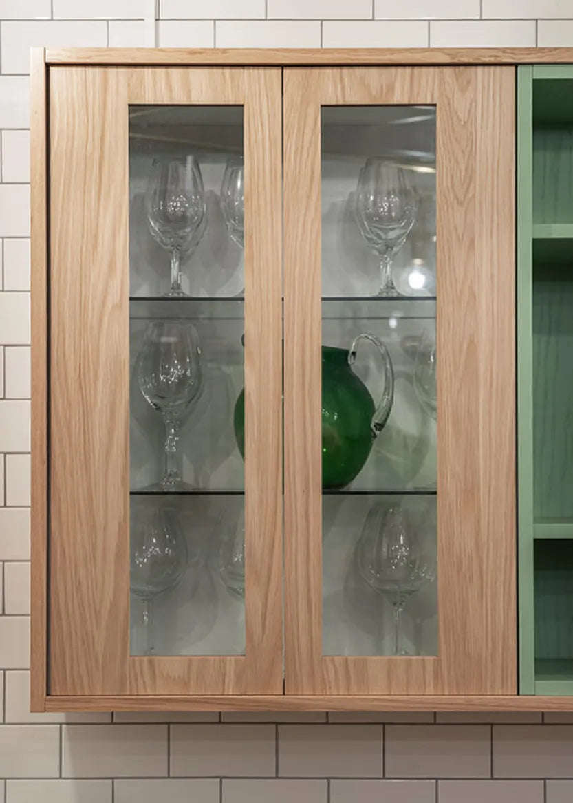Vitrinlucka för väggskåp, 40x80 - Flat Oak