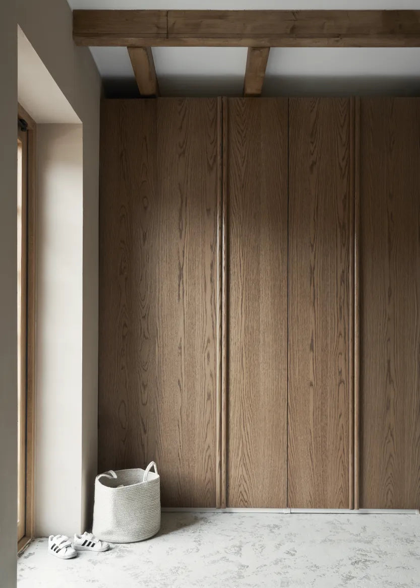 Garderobsdörrar 75x195 (2 x37cm) - Flat Oak Brown