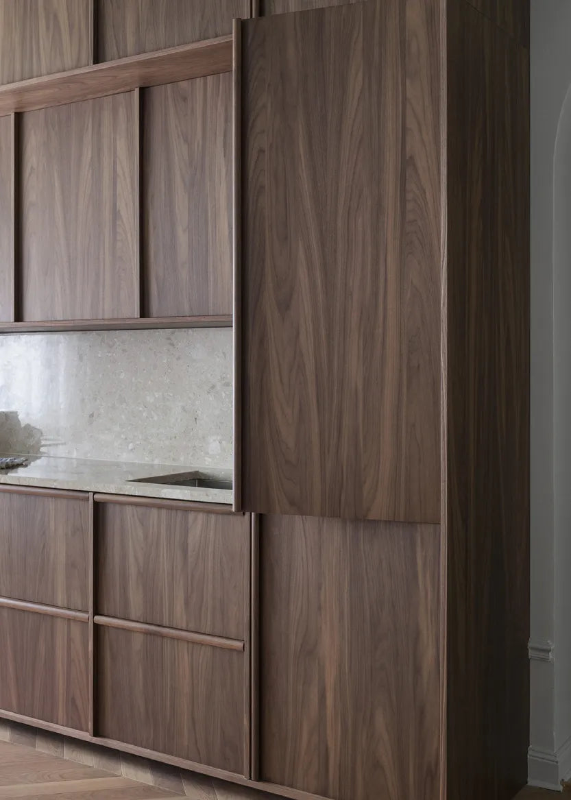 Cover with rounded corner for tall cabinet 39.8 x 228 cm – Flat Walnut