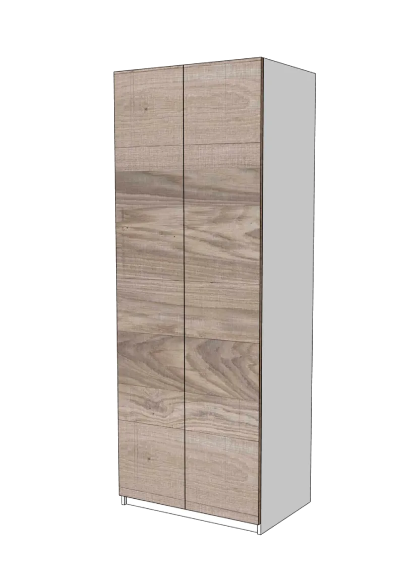 Garderobsdörrar 75x230 (2x37cm) - Raw Oak White