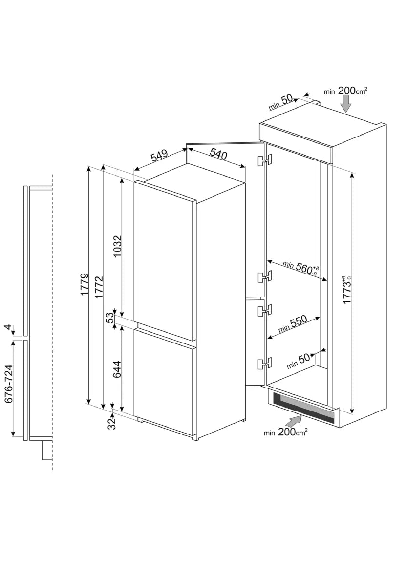 Kombinerad kyl-och frys integrerad