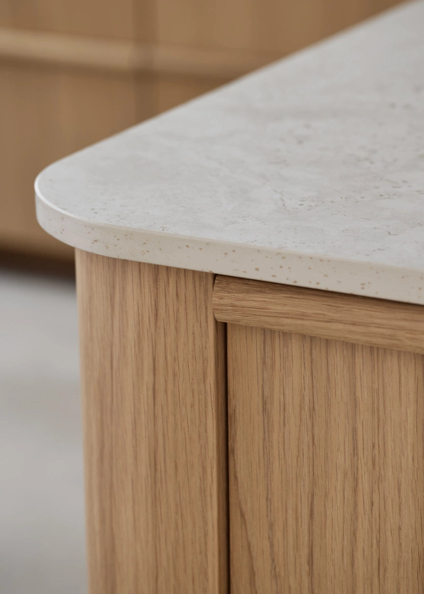 Oak cover panel for kitchen island, rounded corners - 102x88 cm