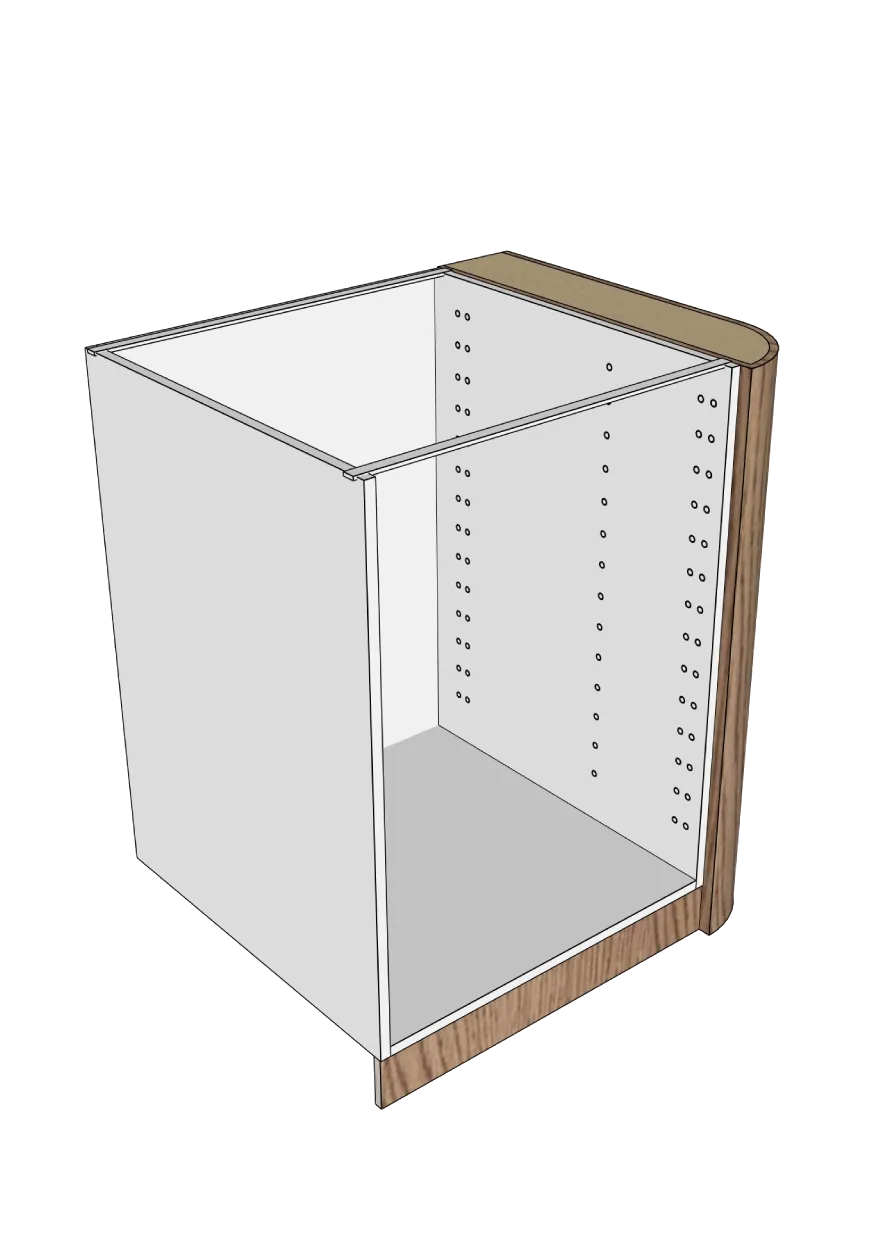 Cover with rounded corner for base cabinet 62.2 x 88 cm – Flat Oak Brown