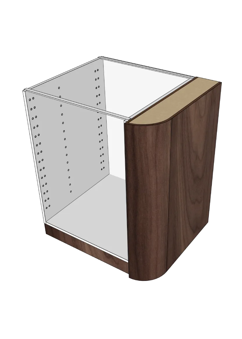 Cover with rounded corner for base cabinet 62.2 x 88 cm – Flat Walnut