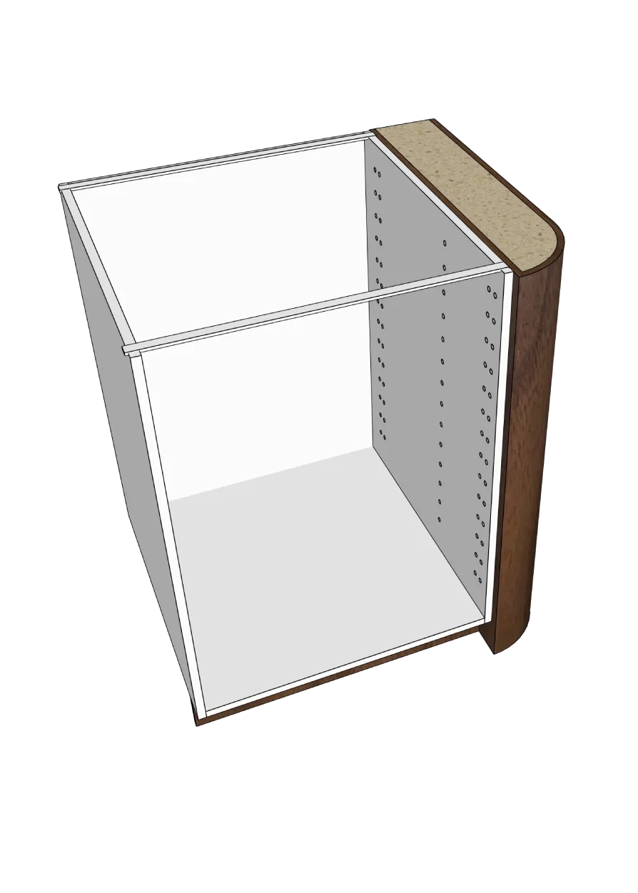 Cover with rounded corner for base cabinet 62.2 x 88 cm – Flat Walnut