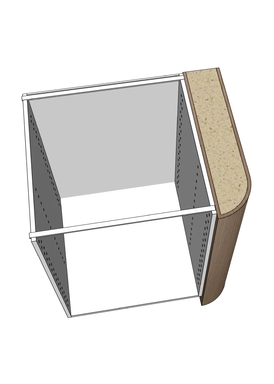 Cover with rounded corner for base cabinet 62.2 x 88 cm – Flat Oak