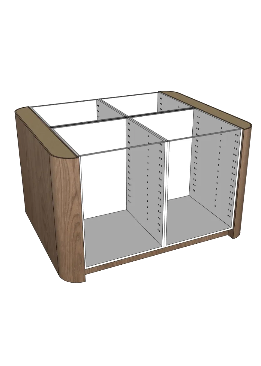 Cover with rounded corners for kitchen island 124.4 x 88 cm – Flat Oak