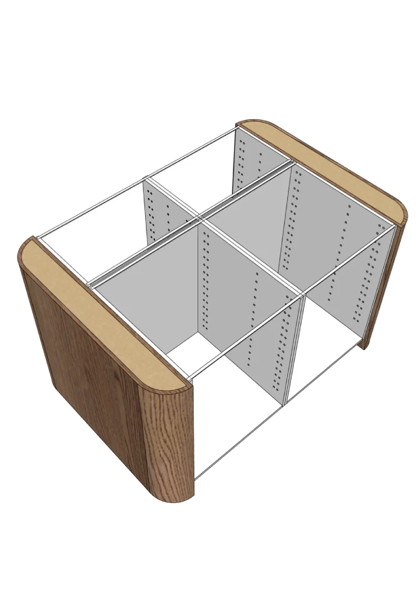 Cover with rounded corners for kitchen island 102 x 88 cm – Flat Oak Brown