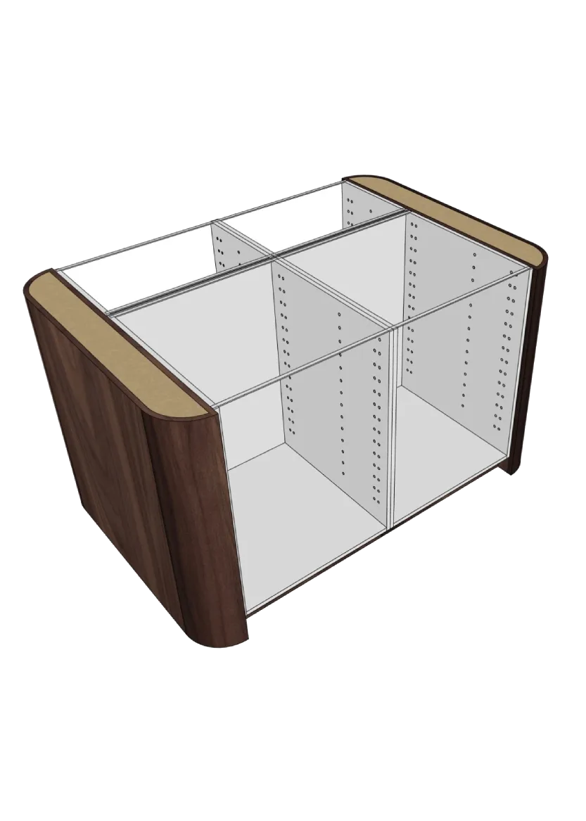 Cover with rounded corners for kitchen island 102 x 88 cm – Flat Walnut
