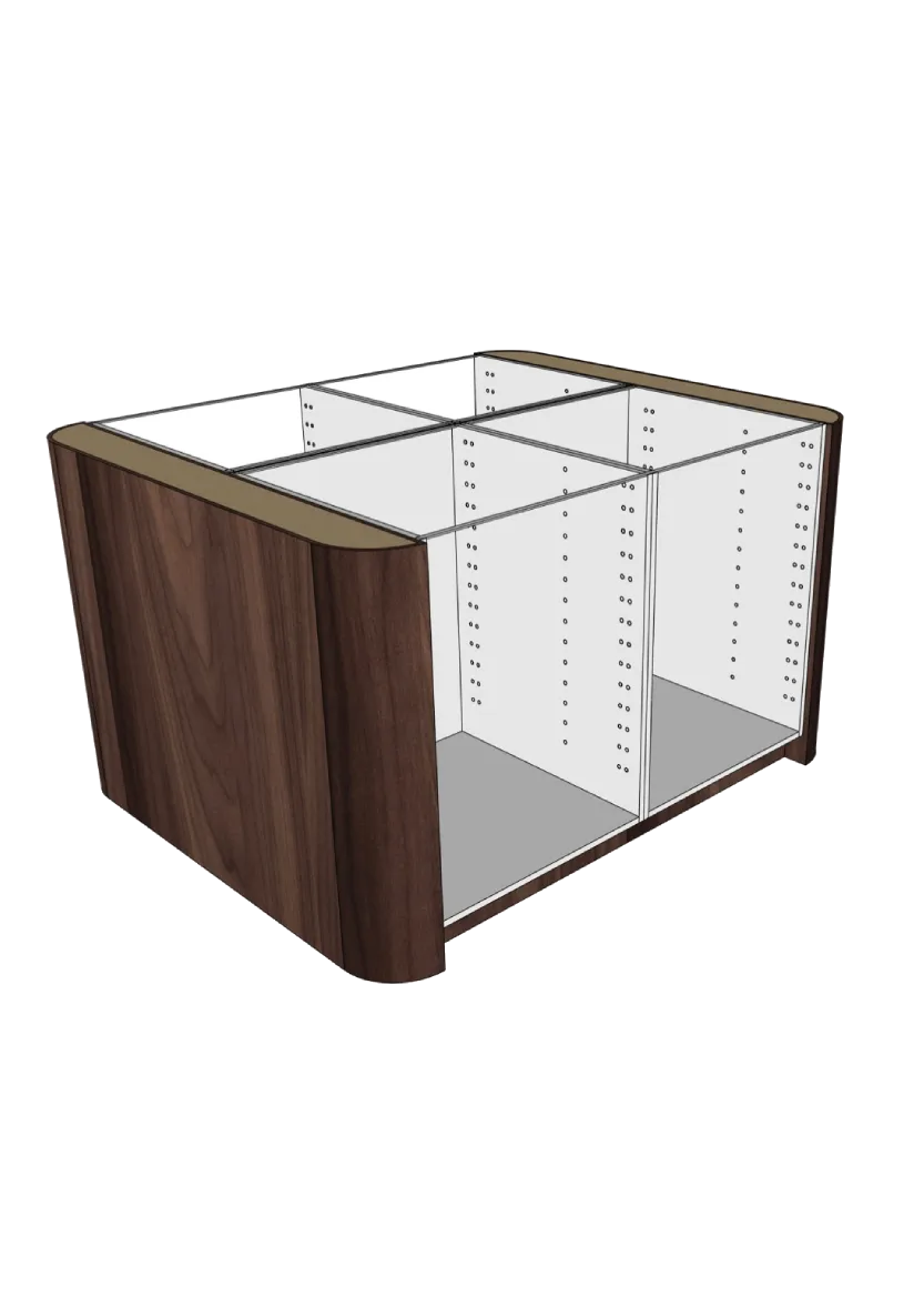 Cover with rounded corners for kitchen island 124.4 x 88 cm – Flat Walnut