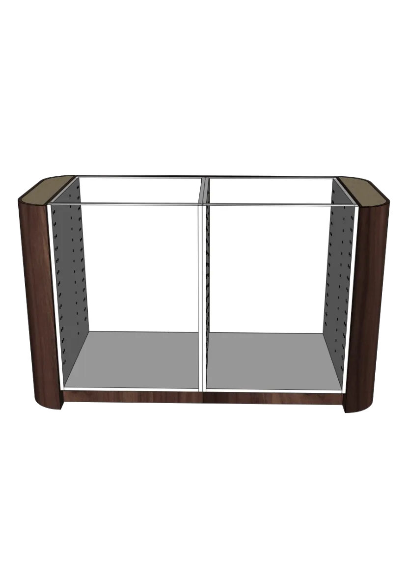 Cover with rounded corners for kitchen island 64 x 88 cm – Flat Walnut