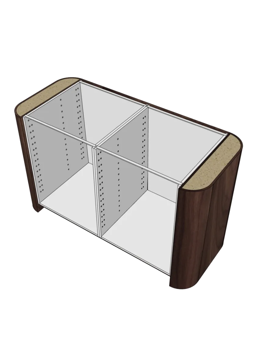 Cover with rounded corners for kitchen island 64 x 88 cm – Flat Walnut