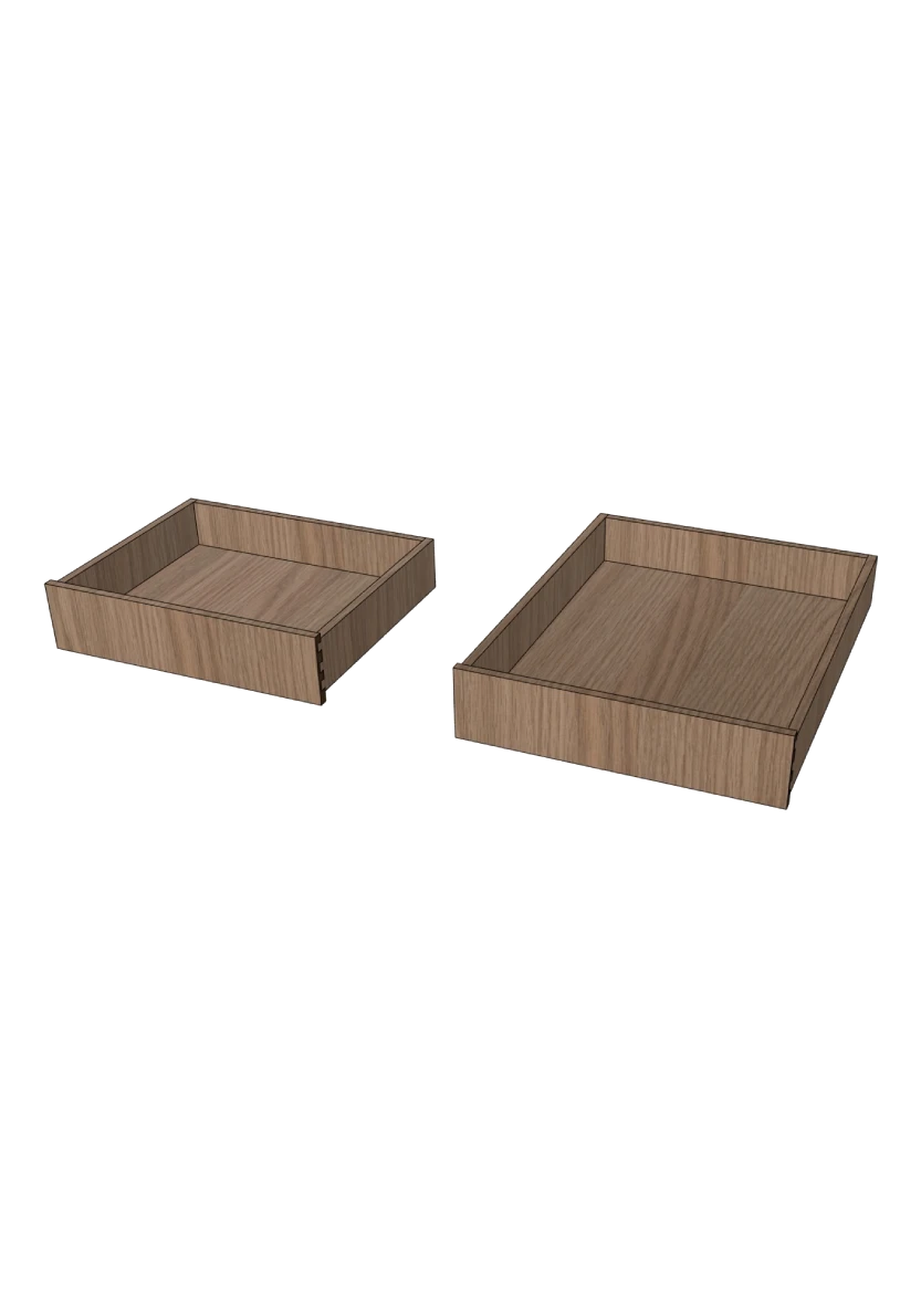 Innanförliggande Låda i ek - Höjd 9.5 cm - utan front