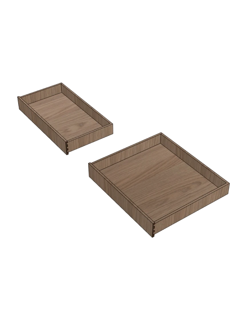 Innanförliggande Låda i ek - Höjd 9.5 cm - utan front
