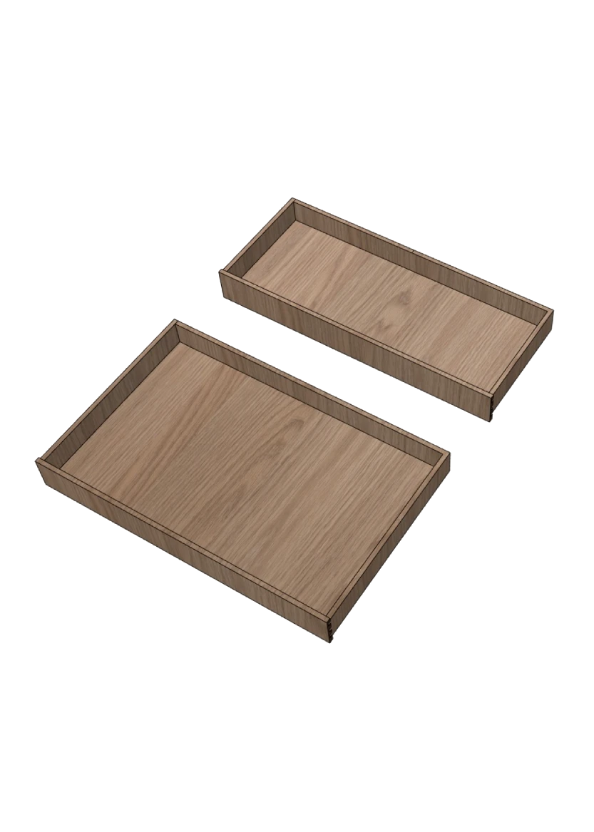 Innanförliggande Låda i ek - Höjd 9.5 cm - utan front