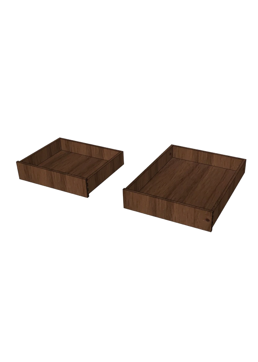 Innanförliggande låda i valnöt - Höjd 9.5 cm - utan front