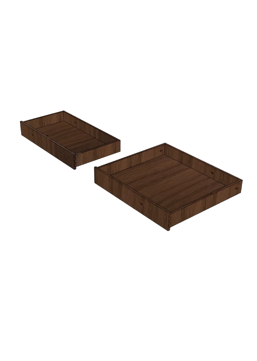 Innanförliggande låda i valnöt - Höjd 9.5 cm - utan front
