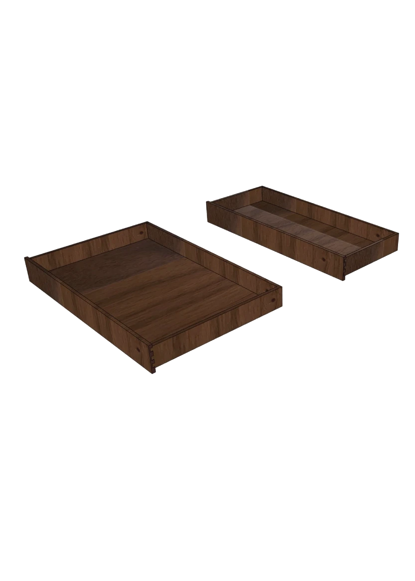 Innanförliggande låda i valnöt - Höjd 9.5 cm - utan front