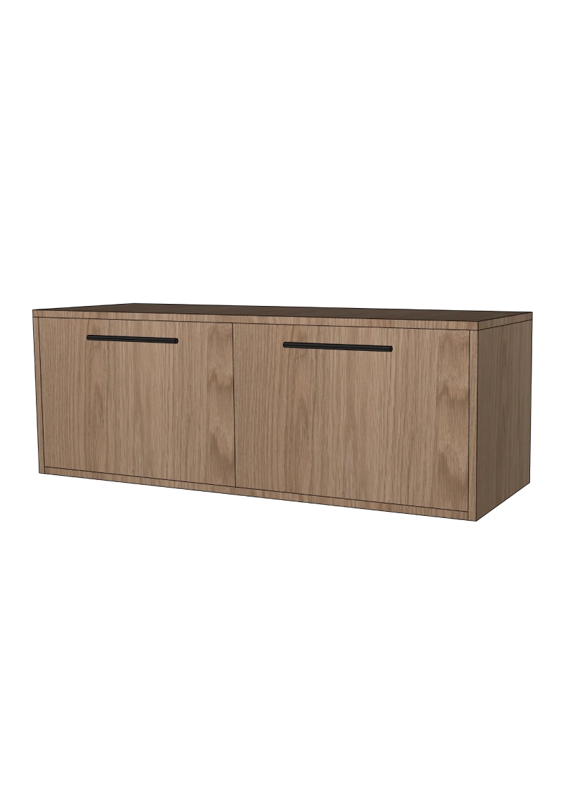 Tv-bänk 160x40 - Flat Oak - med lådor eller luckor som öppnas uppåt