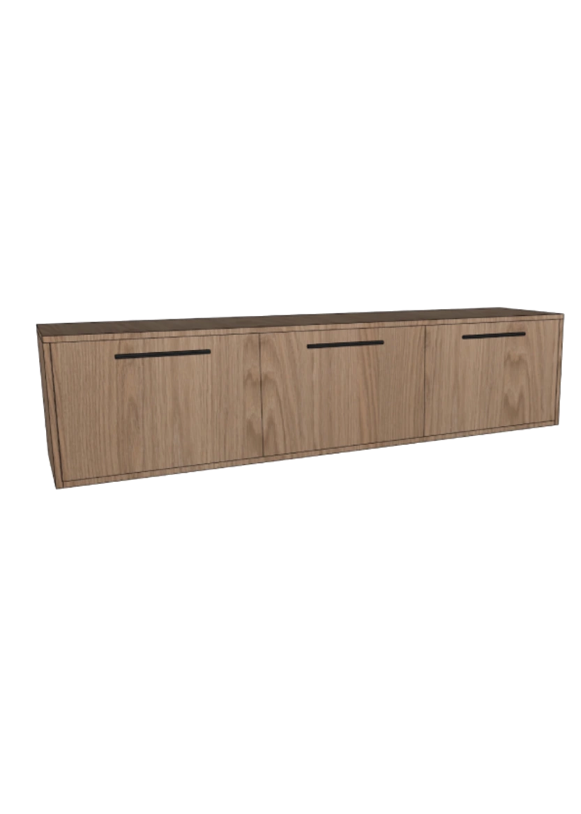 Tv-bänk 180x40 - Flat Oak - med lådor eller luckor som öppnas uppåt