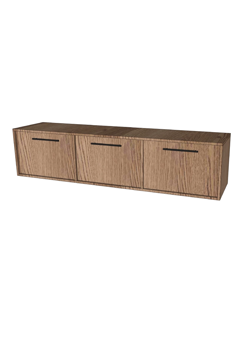 Tv-bänk 180x40 - Flat Oak Brown - med lådor eller luckor som öppnas uppåt + list