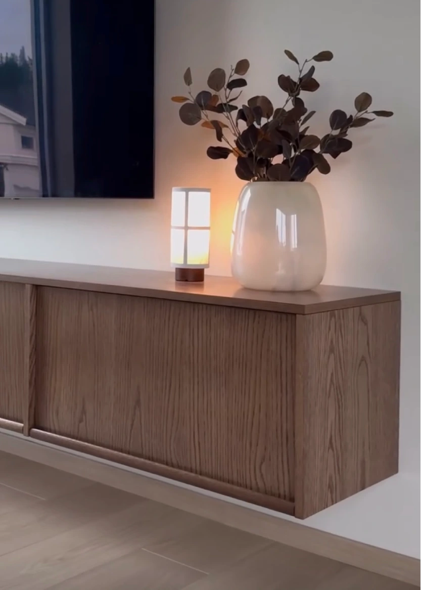 Tv-bänk 180x40 - Flat Oak - med dörr + lister