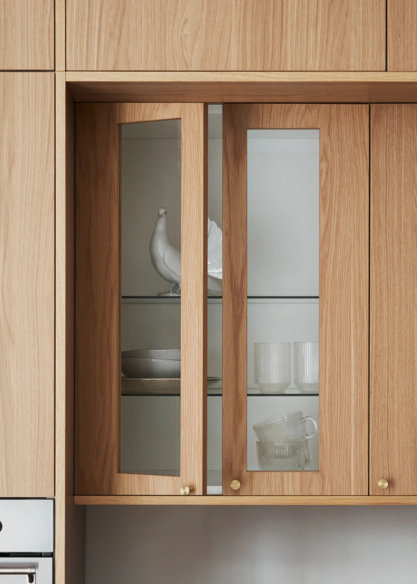 Vitrinlucka för väggskåp, 30x60 - Flat Oak