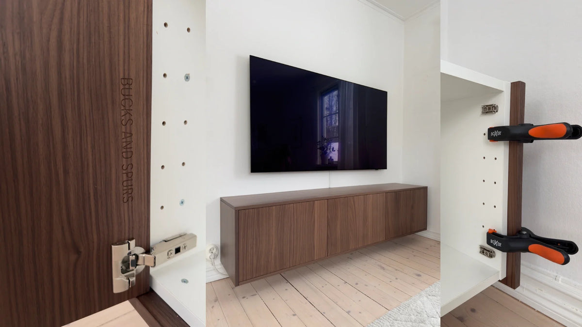 TV-bänk i trä till IKEA Metod-stommar