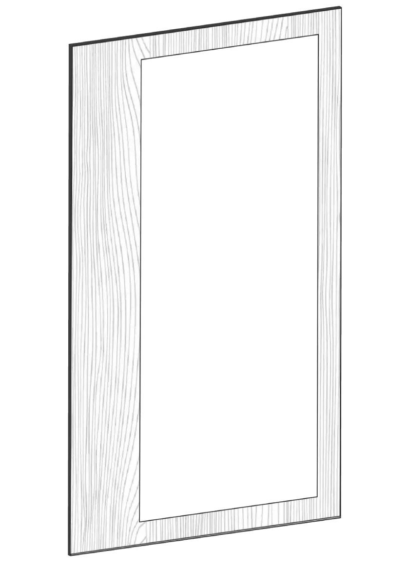 Vitrinlucka för väggskåp, 60x100 - Flat Oak