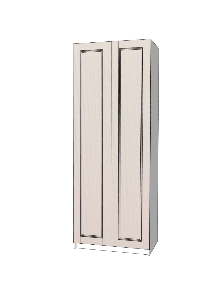 Garderobsdörrar i ask, med ram och dekorlist - 75x230 cm ( 2x37 cm)