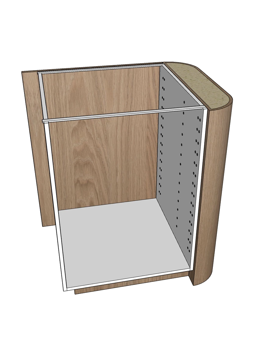 Täcksida för köksö 64x88 – Flat Oak med rundade hörn