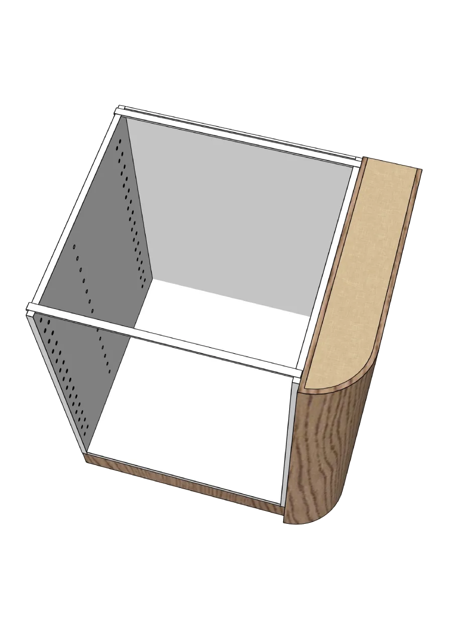 Cover with rounded corner for base cabinet 62.2 x 88 cm – Flat Oak Brown