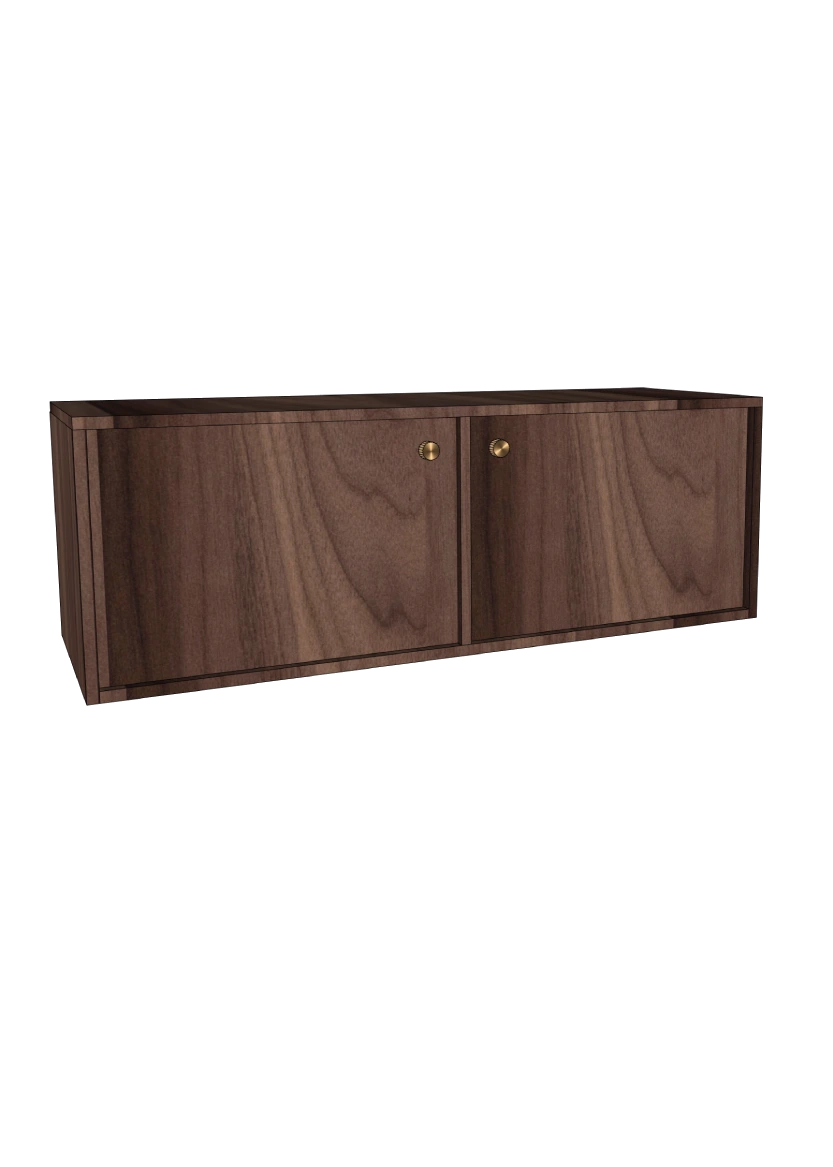 Tv-bänk 120x40 - Flat Walnut - med dörrar + list