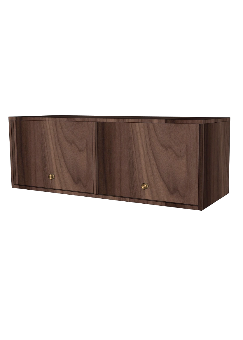 Tv-bänk 120x40 - Flat Walnut - med lådor eller luckor som öppnas uppåt + list